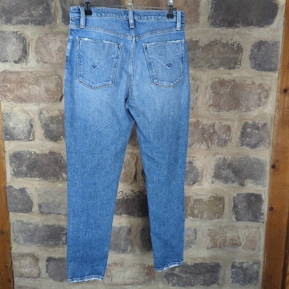HUDSON Bettie High Rise Taper‎ Jeans In Medium 90s Wash Distressed Hem size 27 - Picture 5 of 12